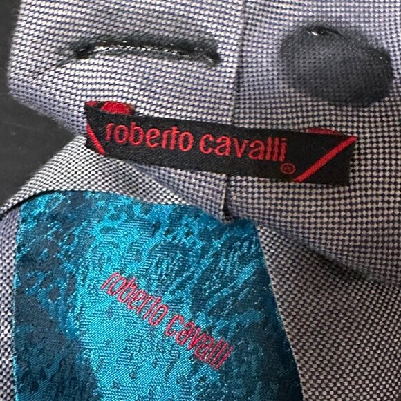 Roberto Cavalli Silk Tie Mens Necktie Gray Black Hand painted Abstract Neckwear - Picture 4 of 8